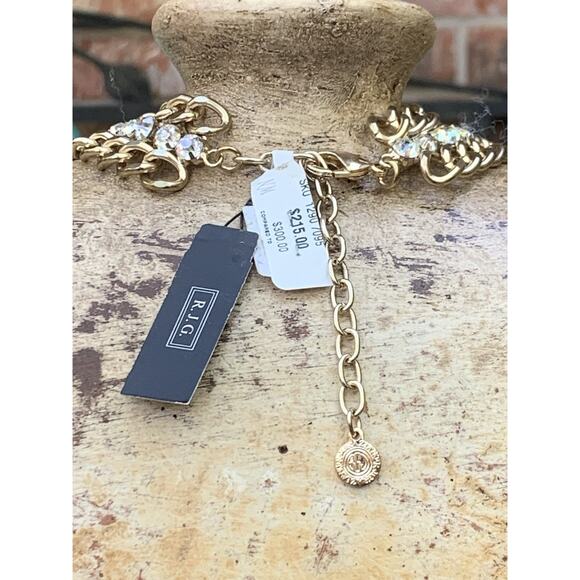 RJ Graziano Necklace Womens Gold Chain with Crystals Statement Piece - Picture 5 of 12